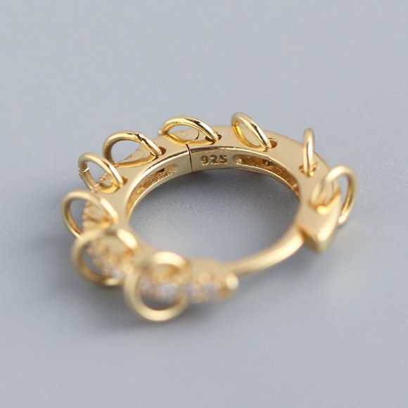 *NEW 925 Sterling Silver Diamond Hoop Earrings B - Picture 2 of 7